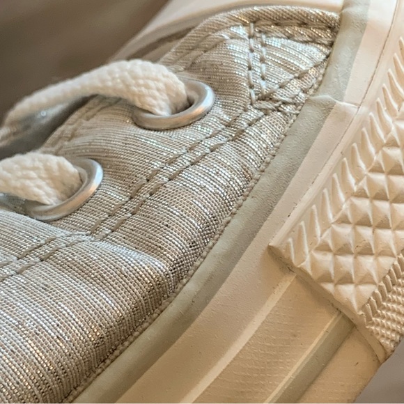 Converse | Size 7 All Star Sneakers metallic Silver Lace up minimalist low tops - Picture 14 of 16